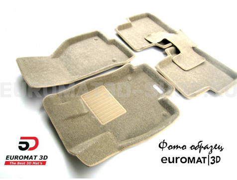 Текстильные 3D коврики Euromat3D Business в салон для Renault Koleos (2008-2016) № EMC3D-004205T Бежевые