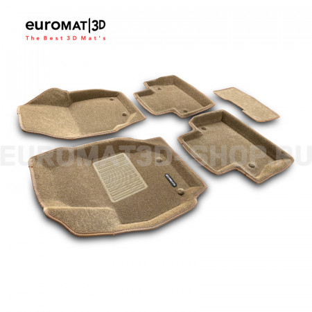 Текстильные 3D коврики Euromat3D Business в салон для Volvo S 80 (2006-) № EMC3D-005507T Бежевые