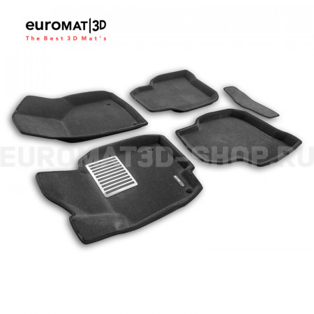 Текстильные 3D коврики Euromat3D Lux в салон для Skoda Superb (2009-2014) № EM3D-004509G Серые