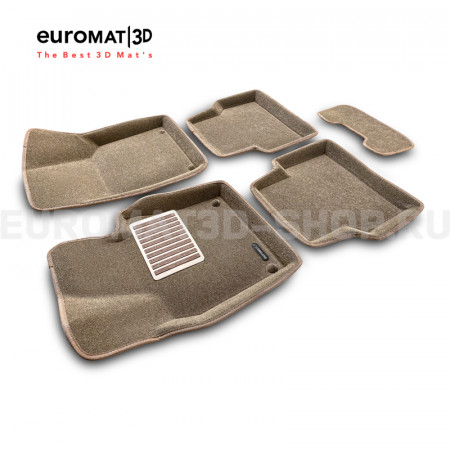 Текстильные 3D коврики Euromat3D Lux в салон для Volkswagen Tiguan (2008-2016) № EM3D-005419T Бежевые