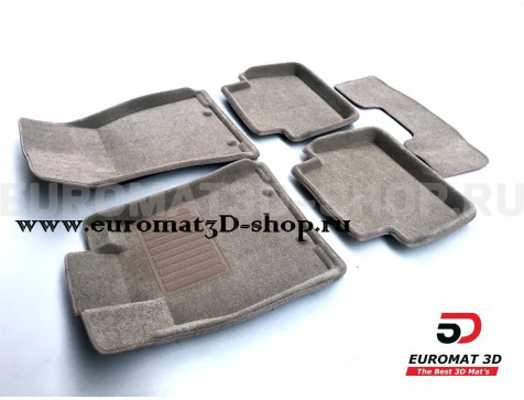 Текстильные 3D коврики Euromat3D Business в салон для Jaguar XF (2009-2014) № EMC3D-002750T Бежевые