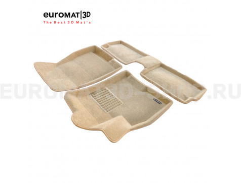 Текстильные 3D коврики Euromat3D Business в салон для Chery Tiggo 8 PRO (2019-2023) № EMC3D-001422T Бежевые